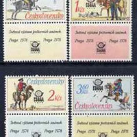 Czechoslovakia 1977 'Praga 78' Stamp Exhibition (4th issue - Postal Riders) set of 4 (each with label) unmounted mint, SG 2339-42
