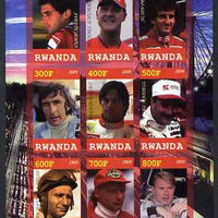 Rwanda 2009 Formula 1 Drivers imperf sheetlet containing 9 values unmounted mint