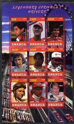 Rwanda 2009 Formula 1 Drivers imperf sheetlet containing 9 values unmounted mint