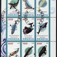 Rwanda 2009 Whales & Dolphins perf sheetlet containing 9 values fine cto used