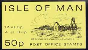 Isle of Man 1974 St Michael's Chapel 50p stamp sachet (yellow cover) complete and pristine