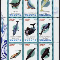Rwanda 2009 Whales & Dolphins perf sheetlet containing 9 values unmounted mint