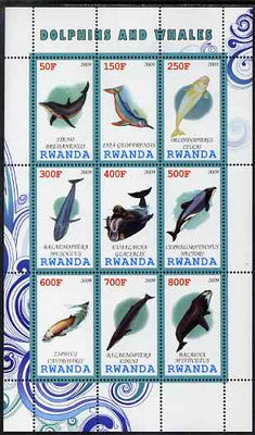 Rwanda 2009 Whales & Dolphins perf sheetlet containing 9 values unmounted mint