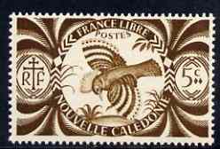New Caledonia 1942 Kagu Bird 5c brown unmounted mint, SG 267*