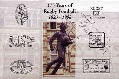 Postcard privately produced in 1998 (coloured) for the 175th Anniversary of Rugby, signed by Steve Smith (Manu Samoa & Rugby Lions) unused and pristine