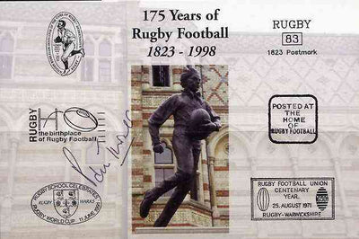 Postcard privately produced in 1998 (coloured) for the 175th Anniversary of Rugby, signed by Paul Turner (Wales - 3 caps) unused and pristine
