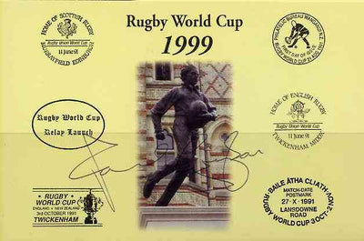 Postcard privately produced in 1999 (coloured) for the Rugby World Cup, signed by Paul Grayson (England/British Lions - 23 caps, Waterllo, Northampton) unused and pristine