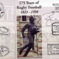 Postcard privately produced in 1998 (coloured) for the 175th Anniversary of Rugby, signed by Budge Poutney (Scotland - 24 caps & Captain, Northampton) unused and pristine