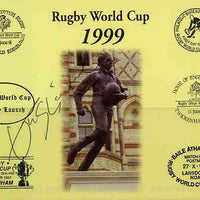 Postcard privately produced in 1999 (coloured) for the Rugby World Cup, signed by John Sleightholme (England - 12 caps, Bath, Northampton) unused and pristine
