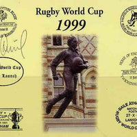 Postcard privately produced in 1999 (coloured) for the Rugby World Cup, signed by Andy Nicol (Scotland - 20 caps, Glasgow) unused and pristine