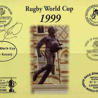 Postcard privately produced in 1999 (coloured) for the Rugby World Cup, signed by Mark Tucker (England U21 captain, Northampton) unused and pristine