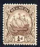 Bermuda 1922 Three-masted Ship 1/4d brown (wmk Mult script CA) unmounted mint SG 76b