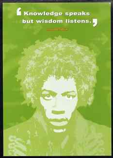 Postcard produced by the BBC for their 'AS Guru' programme showing Jimi Hendrix with quotation, unused