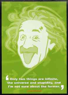 Postcard produced by the BBC for their 'AS Guru' programme showing Albert Einstein with quotation, unused