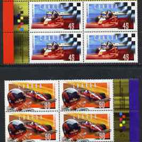 Canada 1997 Gilles Villeneuve (racing car driver) set of 2 each in imprint blocks of 4 unmounted mint, SG 1733-34