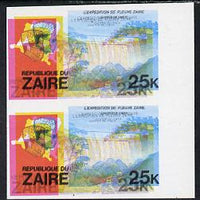 Zaire 1979 River Expedition 25k Inzia Falls imperf proof pair with superb misplaced colours - yellow by 2mm and red by 3mm unmounted mint (as SG 958)*