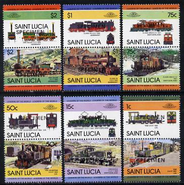St Lucia 1984 Locomotives #2 (Leaders of the World) set of 12 opt'd SPECIMEN (as SG 715-26) unmounted mint
