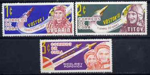 Cuba 1963 Cosmic Flights (1st series) set of 3 unmounted mint, SG 1058-60*