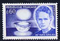 France 1967 Birth Centenary of Marie Curie unmounted mint, SG 1765