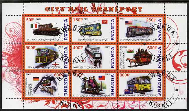 Rwanda 2009 City Transport perf sheetlet containing 9 values fine cto used