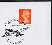 Postmark - Great Britain 2001 cover with 'Coningsby' cancel illustrated with Aeroplane