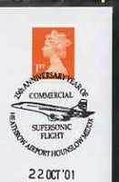 Postmark - Great Britain 2001 cover with '25th Anniversary of Supersonic Flight' cancel illustrated with Concorde