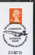 Postmark - Great Britain 2001 cover with '25th Anniversary of Supersonic Flight' cancel illustrated with Concorde