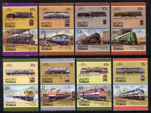 Tuvalu - Vaitupu 1987 Locomotives #3 (Leaders of the World) set of 16 opt'd SPECIMEN unmounted mint
