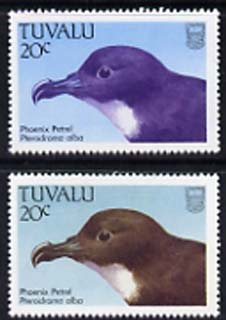 Tuvalu 1988 Phoenix Petrel 20c with yellow omitted plus normal, both unmounted mint, SG 505var