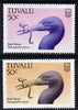 Tuvalu 1988 Eastern Reef Heron 50c with yellow omitted plus normal, both unmounted mint, SG 511var