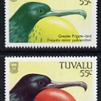 Tuvalu 1988 Great Frigate Bird 55c with red omitted plus normal, both unmounted mint, SG 512var