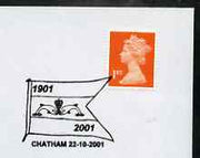 Postmark - Great Britain 2001 cover with Chatham cancel illustrated with a Flag & Dolphins