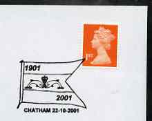 Postmark - Great Britain 2001 cover with Chatham cancel illustrated with a Flag & Dolphins