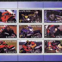 Karjala Republic 1998 Racing Motorcycles perf sheetlet containing set of 9 values complete unmounted mint