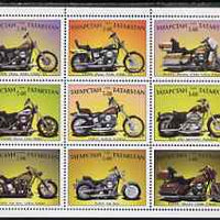 Tatarstan Republic 1999 Harley Davidson Motorcycles perf sheetlet containing set of 9 values complete unmounted mint