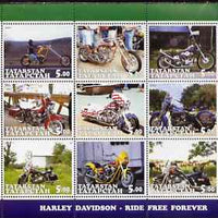 Tatarstan Republic 2001 Harley Davidson Motorcycles perf sheetlet containing set of 9 values complete unmounted mint