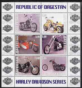 Dagestan Republic 1999 Harley Davidson Motorcycles perf sheetlet containing set of 6 values complete unmounted mint