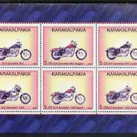 Karakalpakia Republic 1998 Harley Davidson Motorcycles perf sheetlet containing set of 6 values complete unmounted mint
