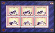 Karakalpakia Republic 1998 Harley Davidson Motorcycles perf sheetlet containing set of 6 values complete unmounted mint