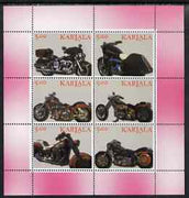 Karjala Republic 1999 Harley Davidson Motorcycles perf sheetlet containing set of 6 values complete unmounted mint