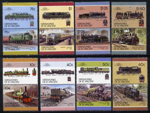 St Vincent - Grenadines 1987 Locomotives #7 (Leaders of the World) set of 16 opt'd SPECIMEN (as SG 504-19) unmounted mint