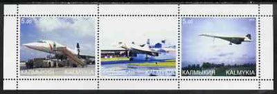 Kalmikia Republic 2000 Concorde perf sheetlet containing set of 3 values complete unmounted mint