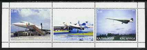 Kalmikia Republic 2000 Concorde perf sheetlet containing set of 3 values complete unmounted mint