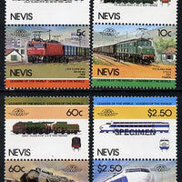 Nevis 1984 Locomotives #2 (Leaders of the World) set of 8 opt'd SPECIMEN (as SG 219-26) unmounted mint