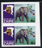 Zaire 1979 River Expedition 4k Elephant imperf pair unmounted mint (as SG 954)