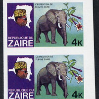 Zaire 1979 River Expedition 4k Elephant imperf pair unmounted mint (as SG 954)