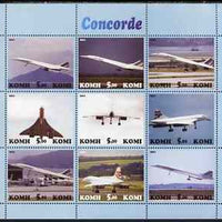 Komi Republic 2001 Concorde perf sheetlet containing set of 9 values complete unmounted mint