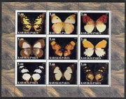 Karakalpakia Republic 1998 #1 Butterflies perf sheetlet containing set of 9 values complete unmounted mint