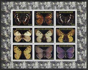 Karakalpakia Republic 1998 #2 Butterflies perf sheetlet containing set of 9 values complete unmounted mint