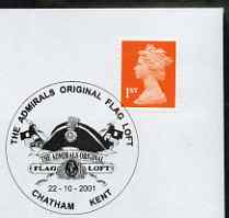 Postmark - Great Britain 2001 cover with 'The Admirals Original Flag Aloft' Chatham cancel illustrated with Nelson's hat, Flags & Anchor
